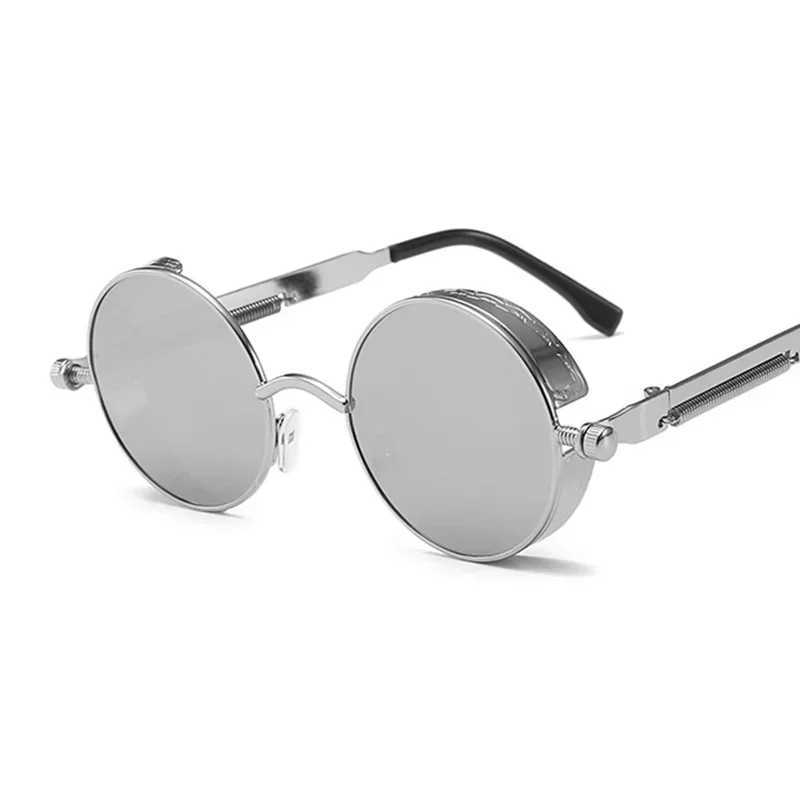 Classic Gothic Steampunk Sunglasses Luxury Brand Designer High Quality Men and Women Retro Round Metal Frame Sunglasses UV400C250411