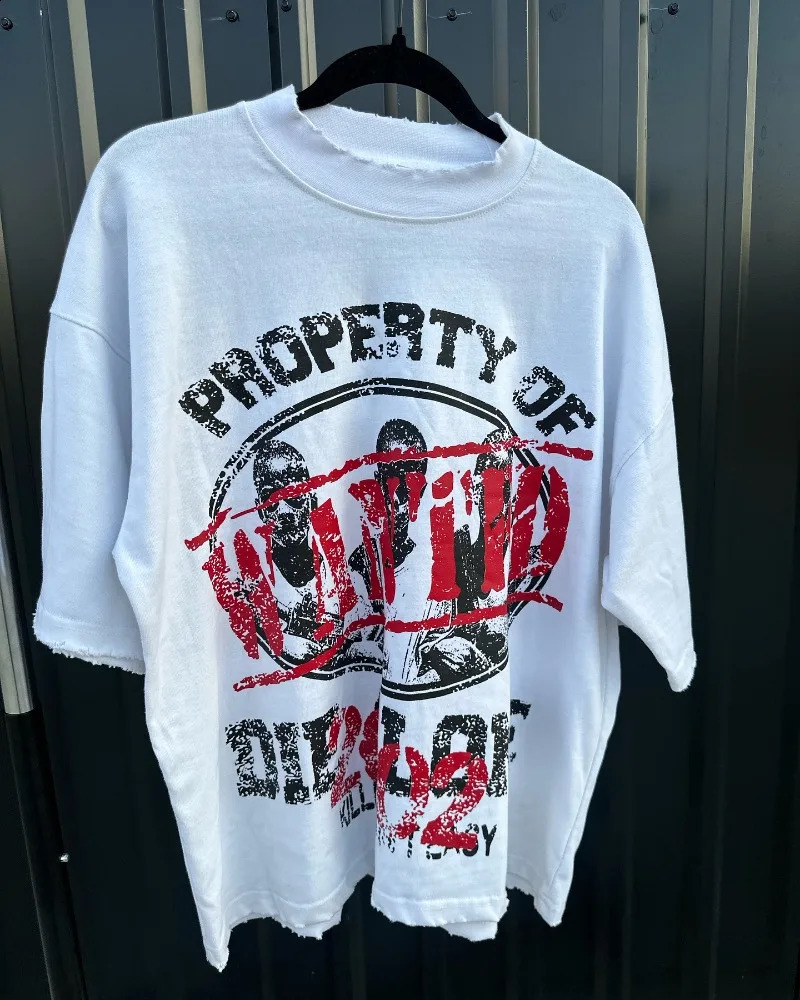 Gothic Trend Dark Pattern Printed Oversized T-Shirt Mens Y2K Street Hip-Hop Harajuku Loose Round Neck Short Sleeve 250411