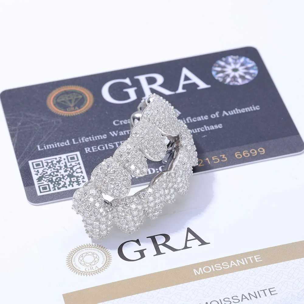 Customized Grilz Body Jewelry Top and Bottom 925 Silver Vvs Moissanite Diamond Teeth Grilz 14k 18k True Gold Plated W250412
