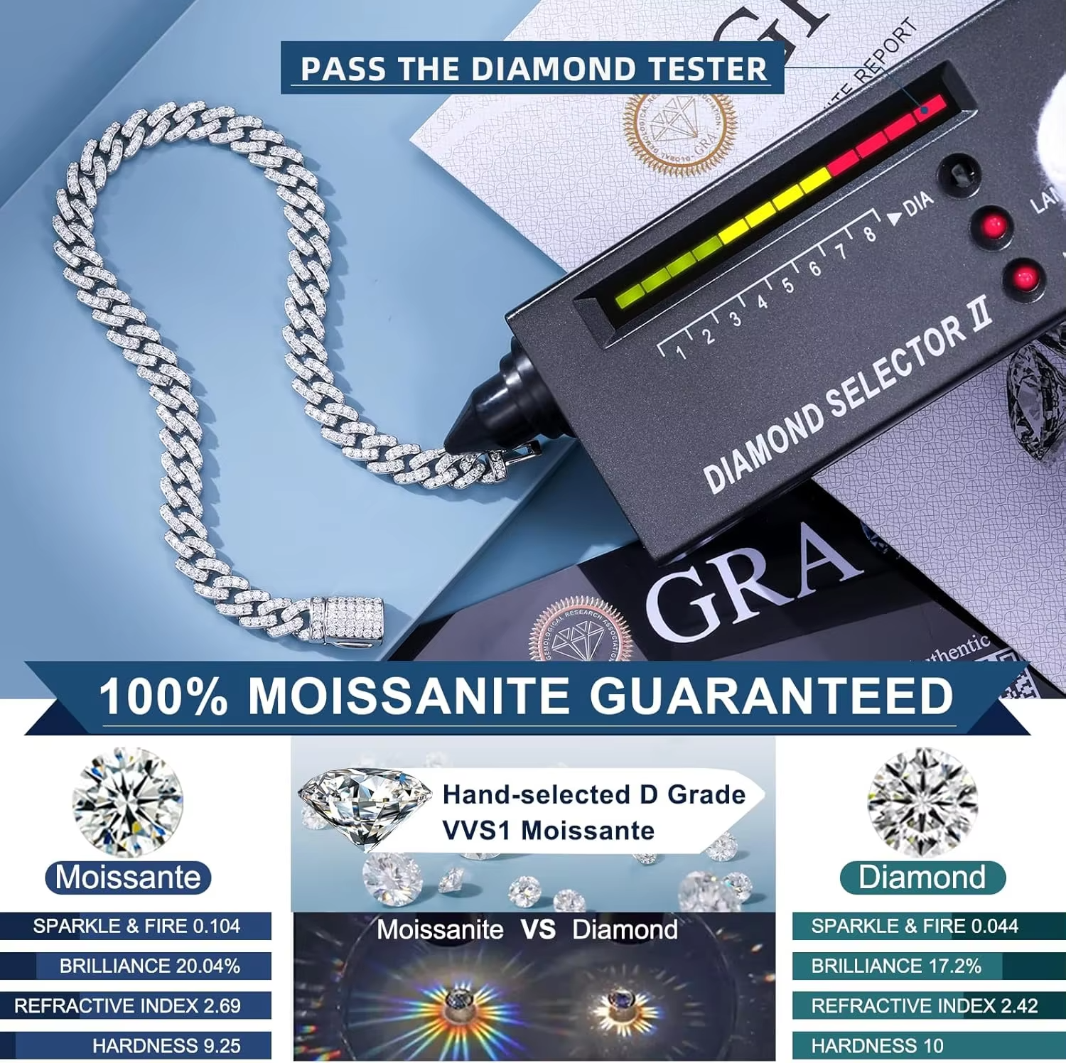 Wholesale Hip Hop Jewelry 6mm White Gold Serg Sier VVS Moissanite Dia Iced Out Cuban k Bracelet for Men Women