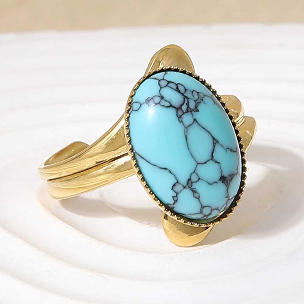Bohemian retro 14k stainless steel adjustable wedding ring fashion jewelry giftXJ250412