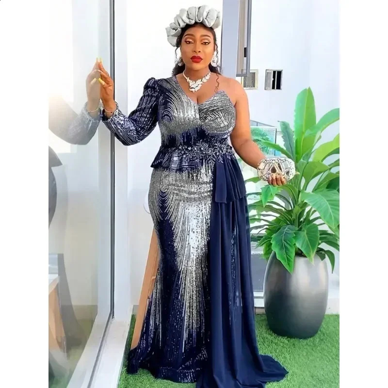In elegant womens clothing will participate in wedding parties summer and autumn African Vneck long sleeved evening dresses 250411