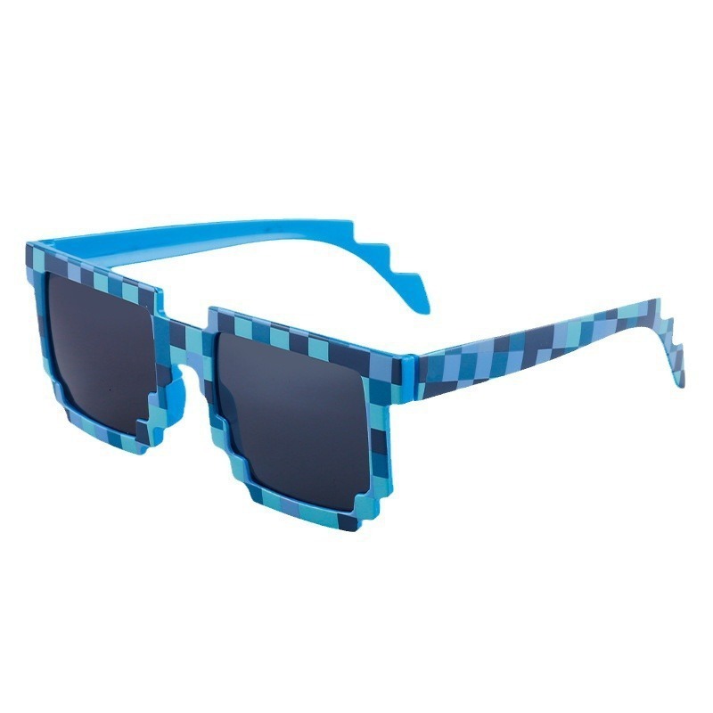 New Funny Wedding Party Sunglasses Net Red Wind Building Block Color Grid anime Square Mosaic