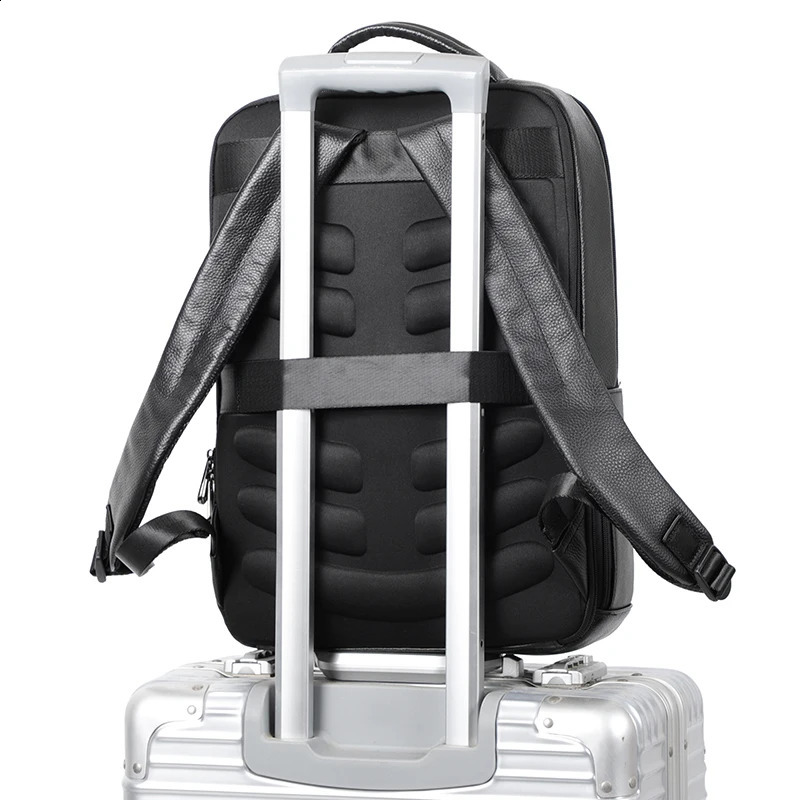 15.6 inch Laptop Backpack Men 100% Genuine Leather Mens Backpack USB Charge Backpacks Travel Bag Schoolbag Student Bookbag 250407