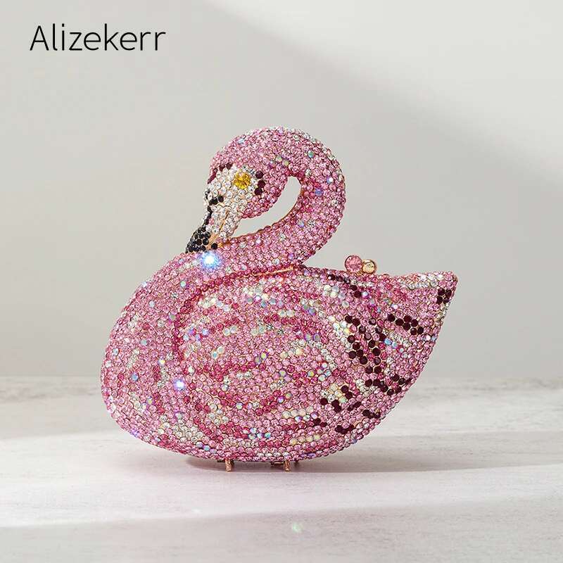 Designer Bag Alizekerr Swan Shaped Dia Evening Bags New Gorgeous Sparkg Rhie Metallic Clutch Purses And Handbags Wedding Party