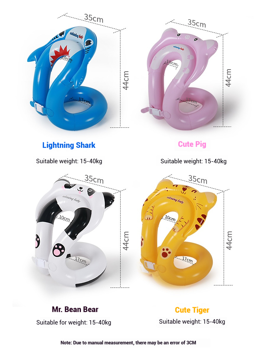 2025 Summer S-Type for Ages 3-8, Eco-Friendly PVC Blue Underarm U-Type Swim Ring with Double Airbags, Swimming Aid