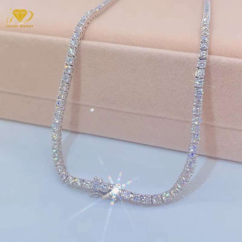925 Gold Plated Sterling Silver Moissanite Chian 3mm 4mm 5mm Diamond Bracelet Necklace Jewelry Gemstone Moissanite Tennis Chain