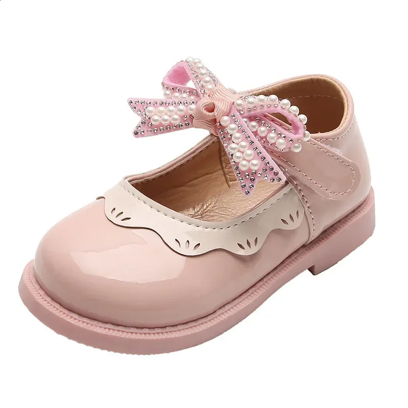 Spring/Summer Girls Shoes Beaded Bow Baby Shoes Crystal Princess Dress Shoe Frame Childrens Shoes F02262 250411