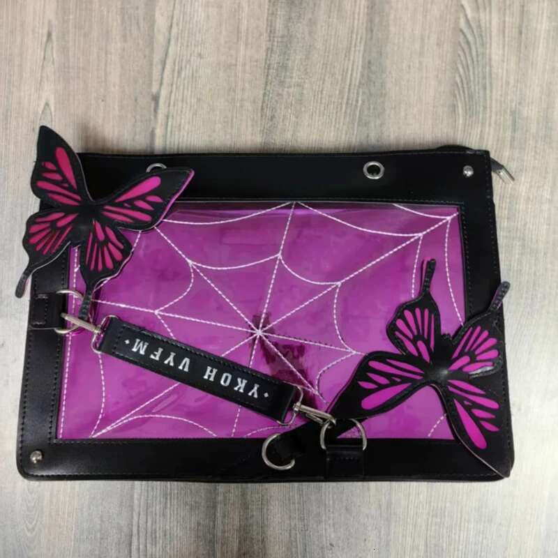 New Original Niche Design Ulzzang Ita JK Uniform Handheld Tote Girl Lolita Gothic Spider Web Dark Series Bag