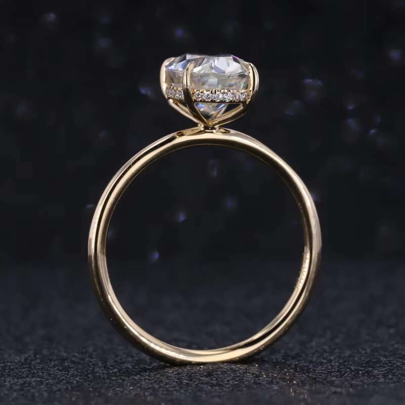 Starsgem Classic Design Oval Crushed Ice Cut 2ct Moissanite Solitarie Prong Setting Moissanite Engagement Ring