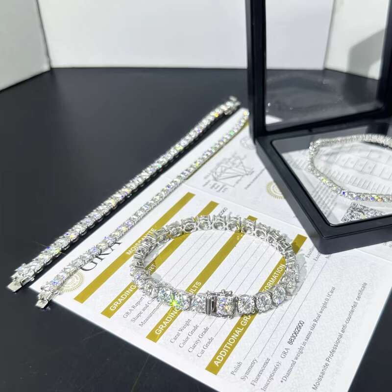 Hot Selling Man Jewelry GRA Certificates 2mm 5mm 6mm Stone VVS Moissanite Diamond Tennis Bracelets for Gift