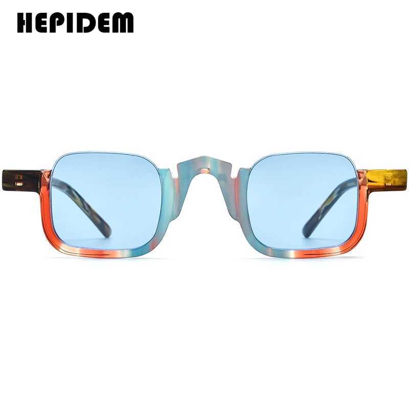 HEPIDEM Acetate Polarized Sunglasses Men Trendy Famous Brand Designer Transparent Retro Vintage Square Sun Glasses gm y2k 9352C250411