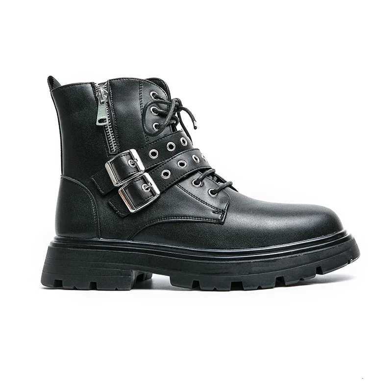 NEW Luxury Brand Black Mens Chelsea Boots Gothic Biker Boots Mens Casual Leather Outdoor Shoes Ankle Boots for Men MO-51382XJ251112