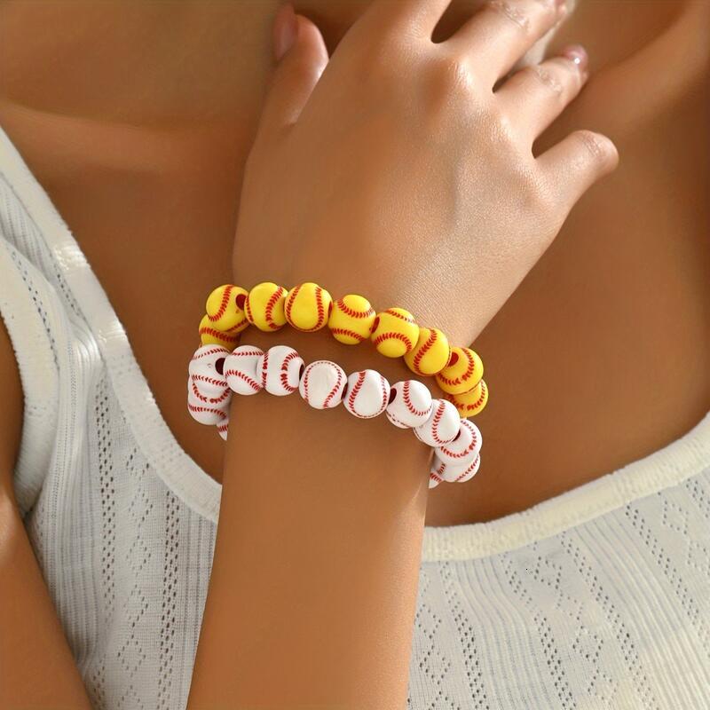 Baseball-Inspired Beaded Bracelet - Sporty and Fun Accessory