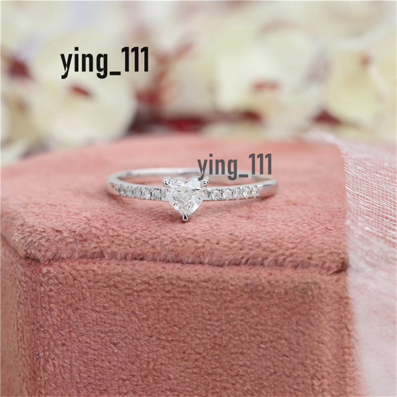 Jewelry 0.5 Carat Heart Cut Lab Grow Diamond Half Band Engagement Ring For Women Real Gold Anniversary Womens Gold Ring