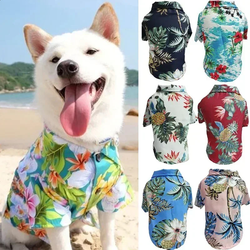 Hawaiian Style Pet Dog Clothe Summer SandBeach Dog Shirts for Small Medium Dogs Puppy Cat Clothing Ropa Perro Pug French Bulldog 250407