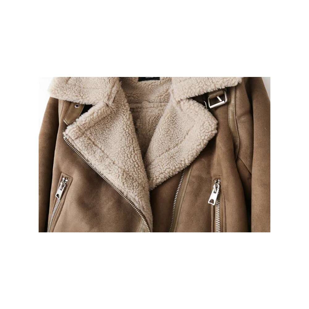 Designer Clothes ZACK RAIN Brown For Women 2023 Winter Vintage Fur Integrated Jacket Lapel Long Sleeves Jackets Female Outwears Chic