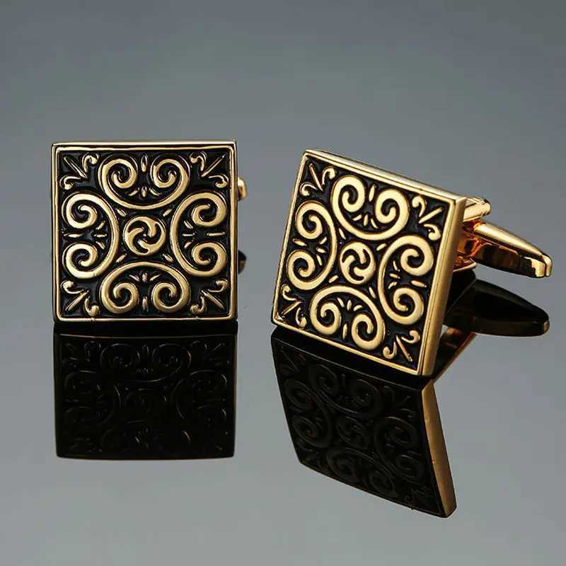 Environmentally friendly carbon fiber peach blossom wood cufflinks square laser grid pattern mens shirt cufflinksT250412