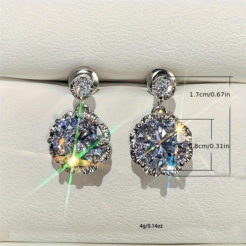 Female Pendant Earrings Crystal Jewelry for Wedding Party Elegant Lady Engagement Accessories Gift