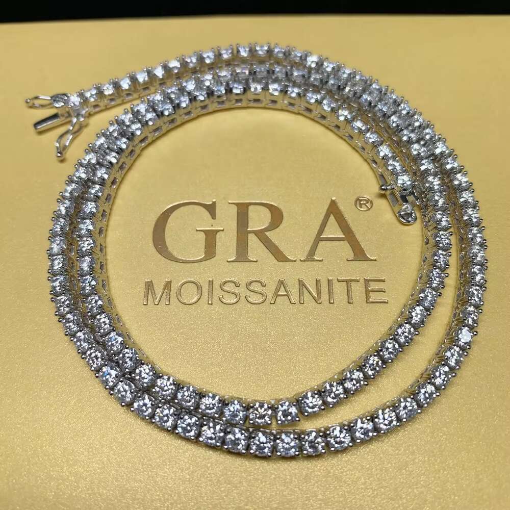 MOISSANITE S925 Hip Hop Chain Sterling Silver Iced Out Jewelry Diamond Chain MOISSANITE Necklace
