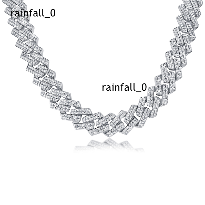 Moissanite Miami Cuban Link Chain Iced Out 2rows 14mm VVS Pass Diamond GRA Hip Hop 925 Sterling Silver Fine Jewelry Men Necklace