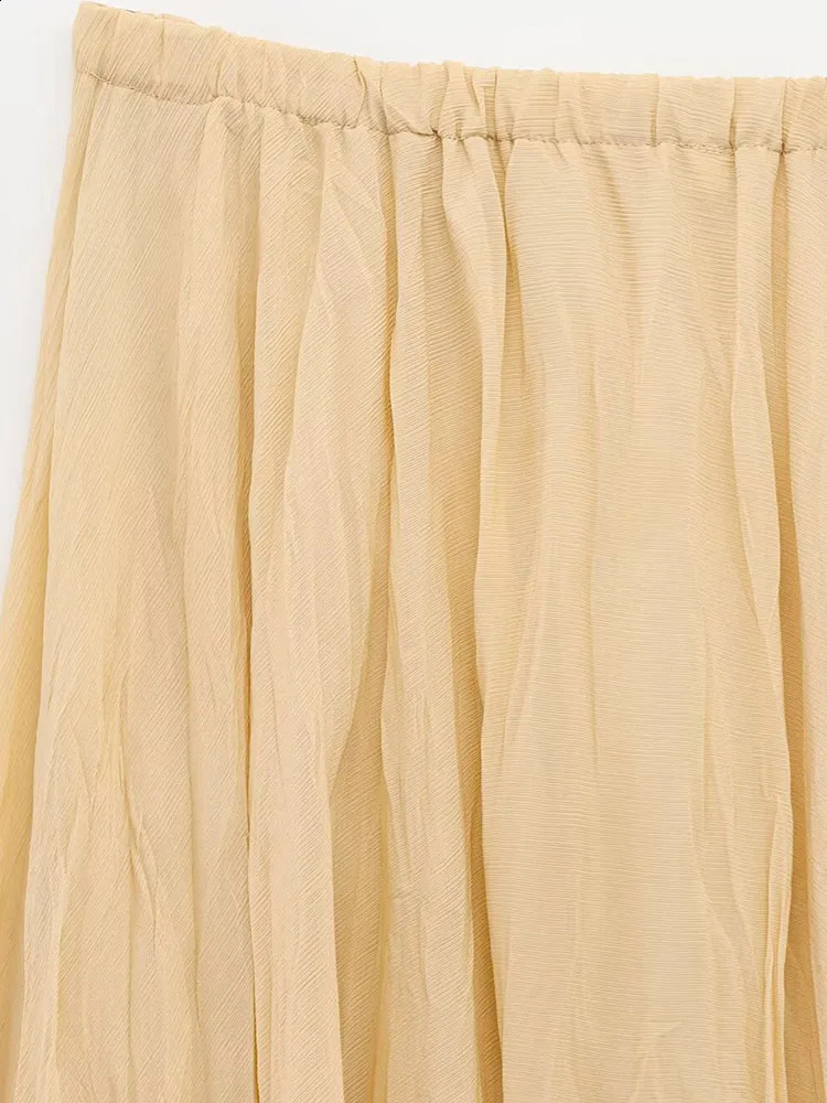 Women Summer MIDI Pleated Skirts 2025 Fashion Solid Loose Elastic waist Female Elegant Street Skirt Clothing 250407