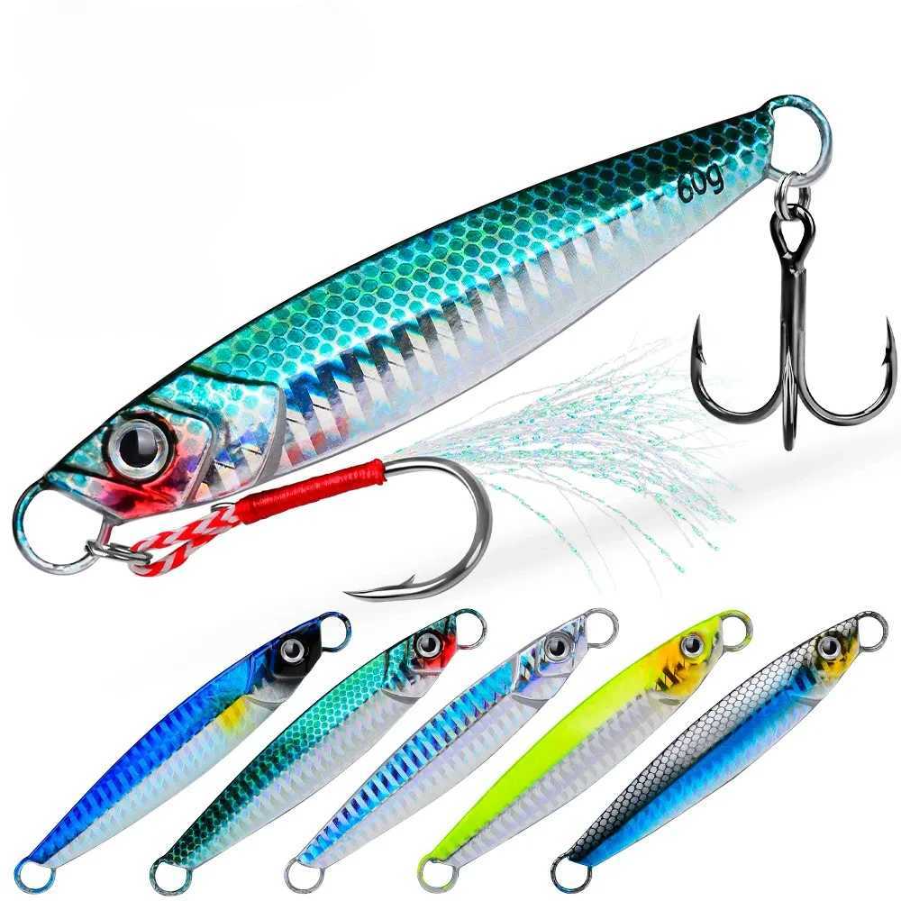 PROBEROS Luya Iron Plate Sea Fishing Metal Bionic Bait 17g/21g/24g/30g/40g/60g Double Hooks Luminous Fake Bait Wholesale Z250411
