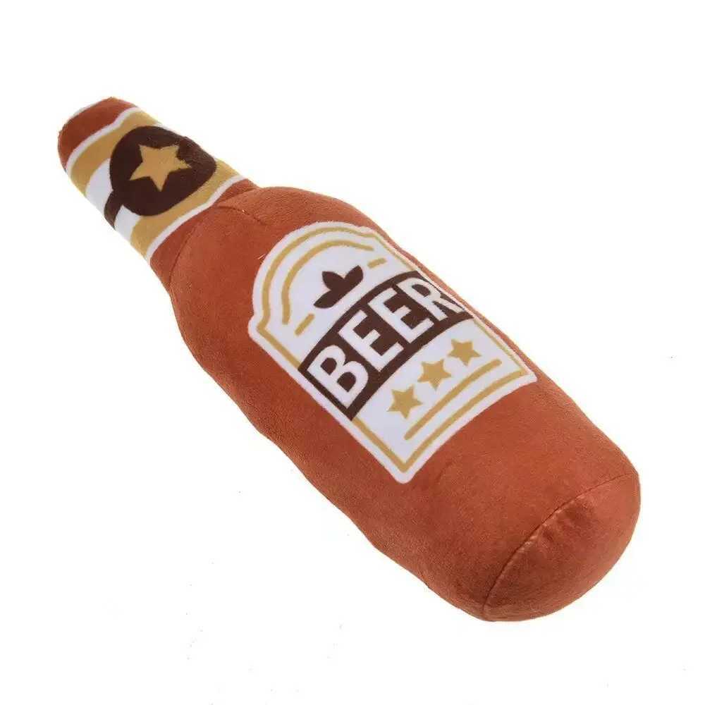 High Quality Dog plush toys pet squeeze printing beer bottle shaped toys dog bite resistant clean teeth chewing toys pet supplies interactive toys T25