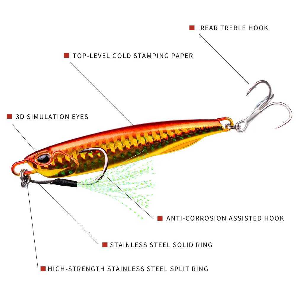 10-60g Metal Jig Fishing Lure Trolling Hard Artificial Bait Bass Fishing Bait Tackle Trout Jigging Lure Jigs Saltwater Lures Z250411