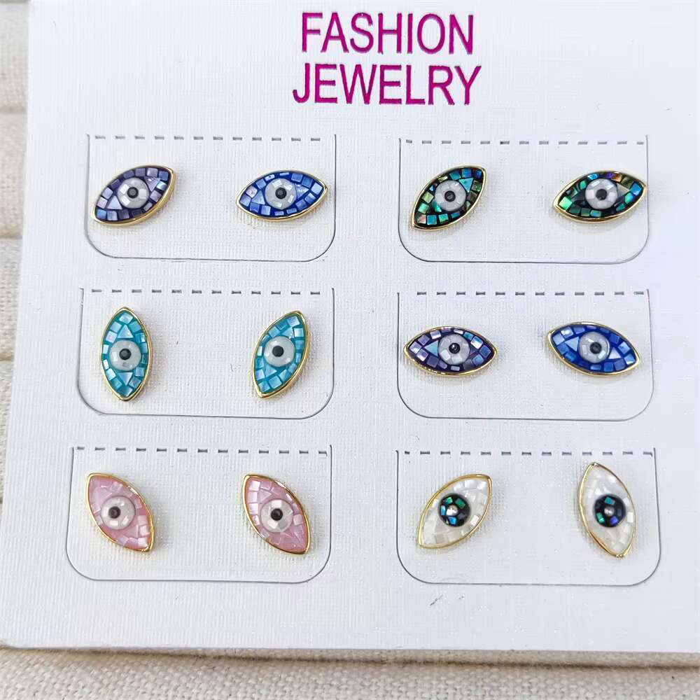 S Sterg Sier Jewelry Devil Eye Ear Personality Dripping Oil Turkish Eyes Unique Studs Earrings for Women Girls