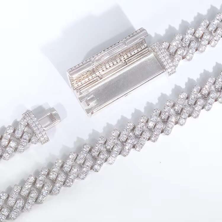 Customized Hiphop Jewelry 10mm Single Rows Cuban Link with Iced Out Moissanite Diamond Cuban Chain Rapper Necklace