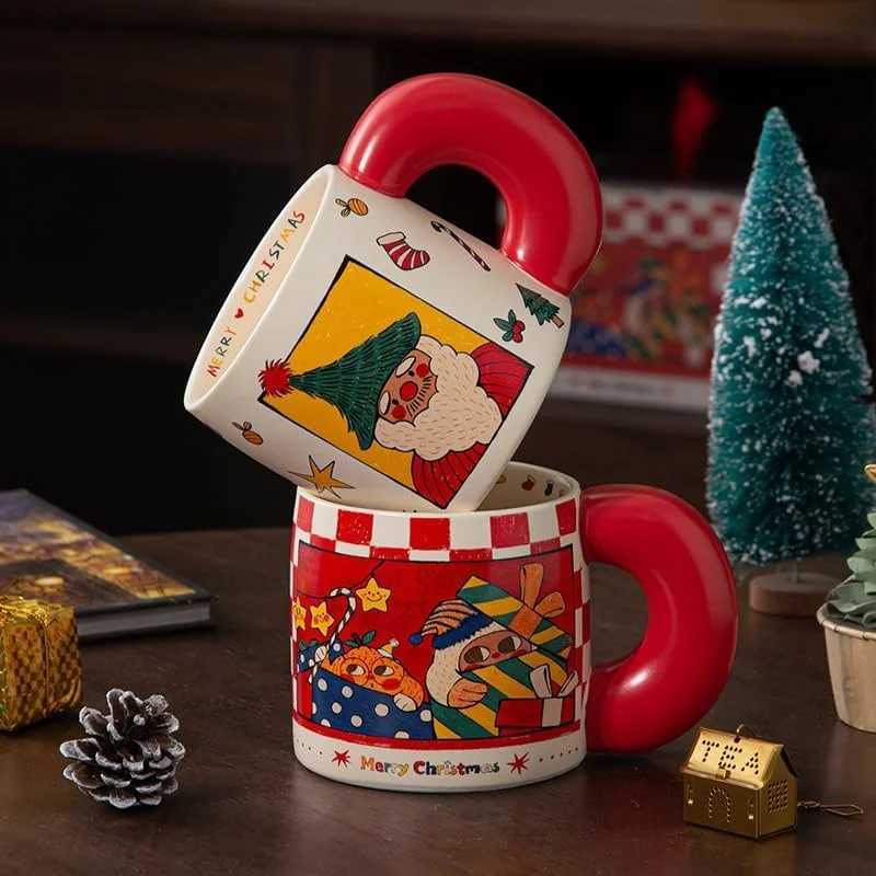 Christmas 20 Oz Ceramic Christmas Coffee Mug with Handle Novelty Festival Gifts for Christmas with Gift Boxset of 2AB Y251112