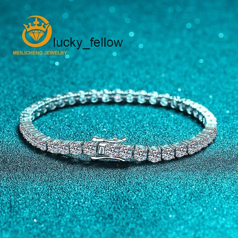 Decoral Wholesale VVS 3mm-5mm Moissanite Iced Out Tennis Bracelet 925 Sterling Silver Sparkling Moissanite Tennis Bracelet Chain