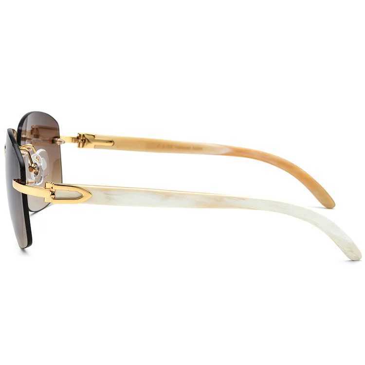 Natural Black Buffalo Horn Handmade Rimless Sunglasses Classical Luxury Uv400 Gradient Unisex Unique Texture Outdoor EyeglassesC250411