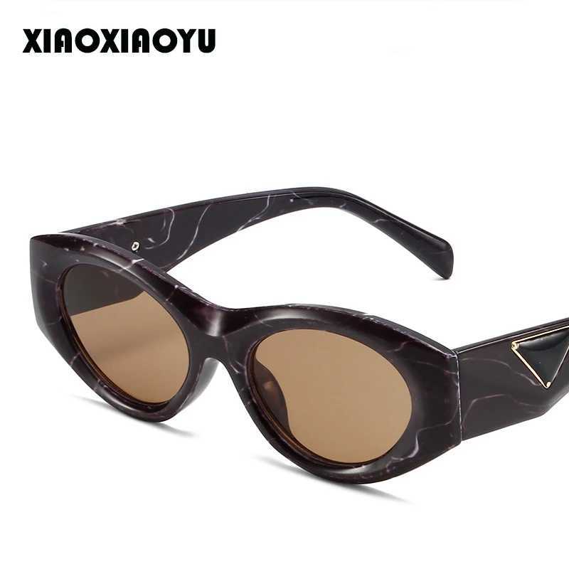 Marble Pattern Light Luxury Sunglasses Fashion Cat Eye Elliptical Frame Sunshade Sunglasses Texture Wear Glasses Man WomanC250411