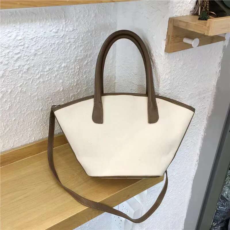 Portable Canvas Large Capacity Women's Versatile Fashion Vegetable Basket Tote Bag, Bucket Bags