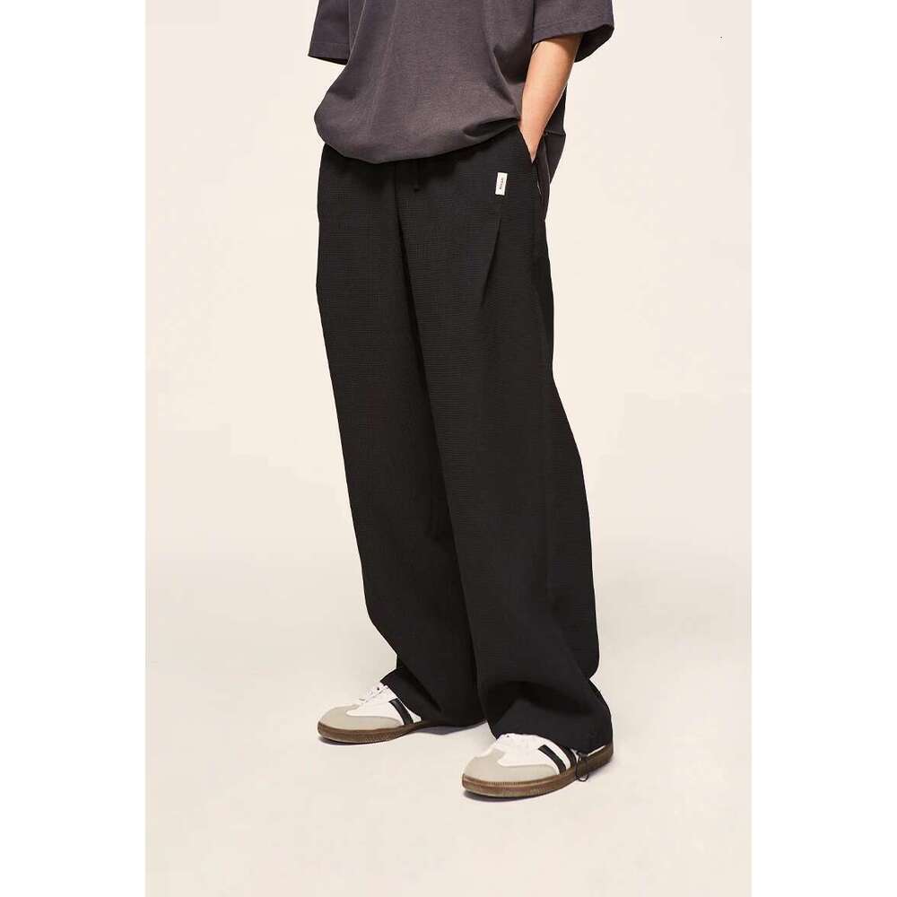 Vintage Waffle Wide Leg Pants Men Casual Sweatpant Sportswear Unisex Plus Size Track Pant