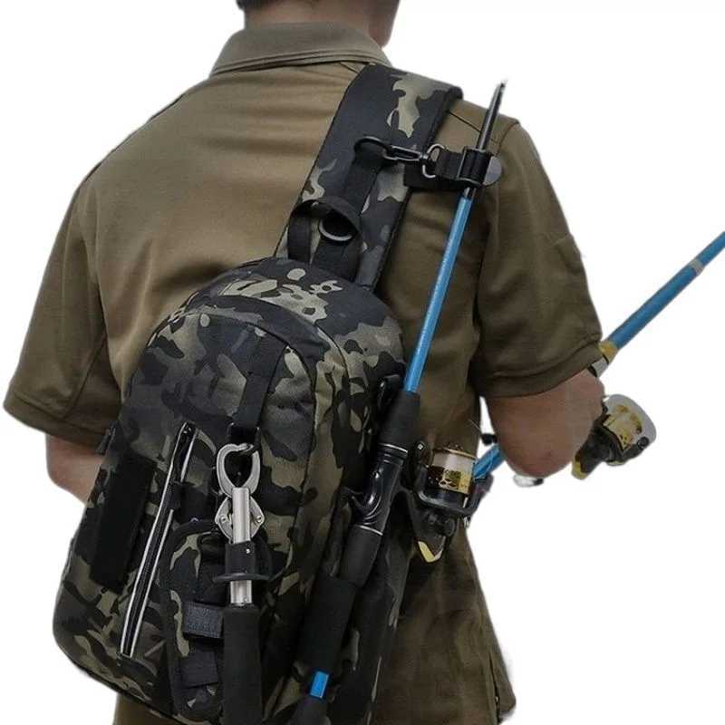 Lure Rod Bag Cross-body Multi-functional Chest Bag Shoulder Bag Portable Waterproof Plug-in Rod Sea Fishing Rod Z250411