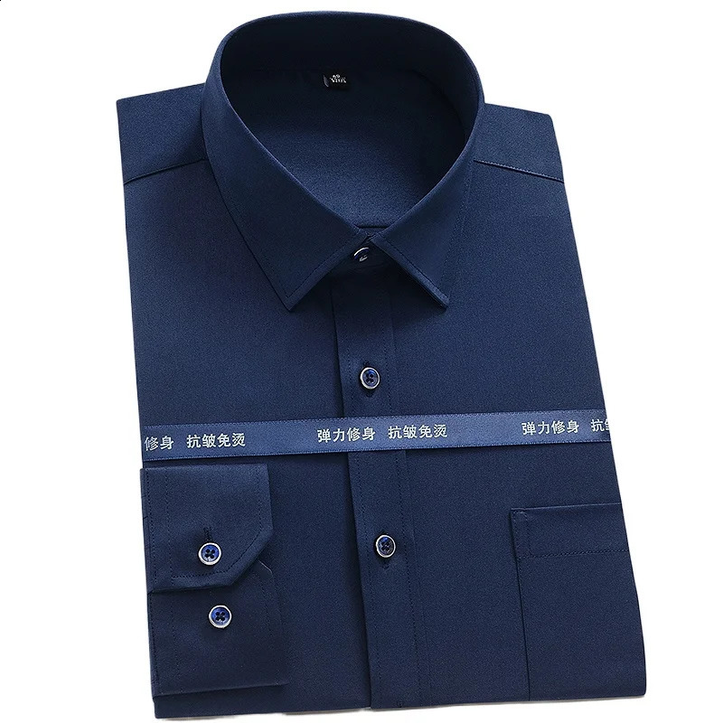 Brovon Spring/Summer High Elasticity Mens Shirt Long Sleeve Easy Care Square Collar Formal Mens Chemical Mens Shirt 250411