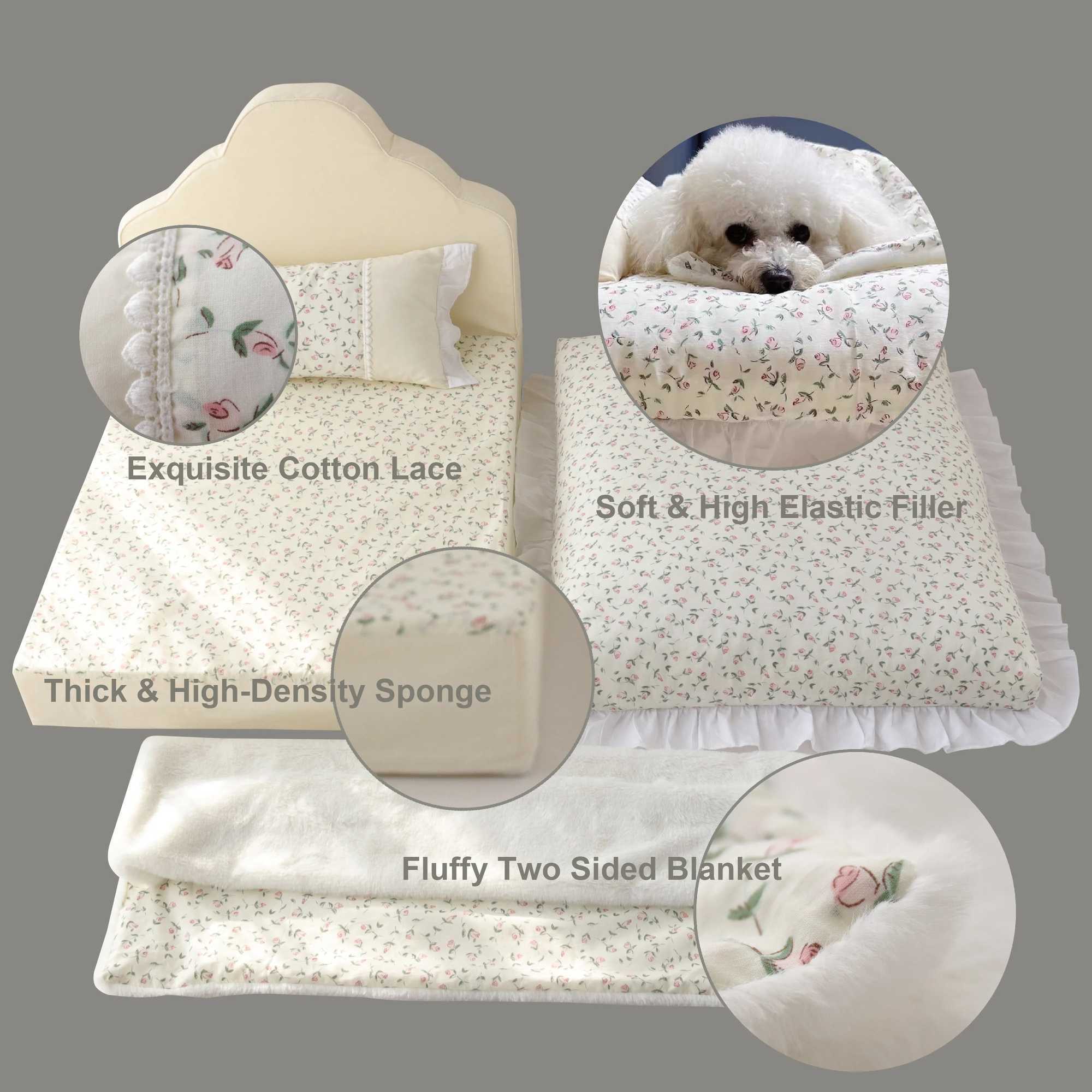 Pet Princess Bed Sofa Nest for Small Dogs and Cats - Pet Sofa Mat Plush Bed Sofa Nest Supplies Detachable X250412