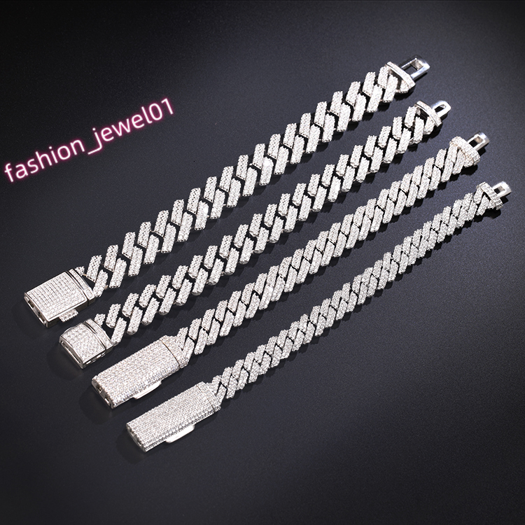 Cuban Link Chain Bracelet 15mm Wide Pure Silver 925 Stylish Hip Hop Chain Plated 18k Gold