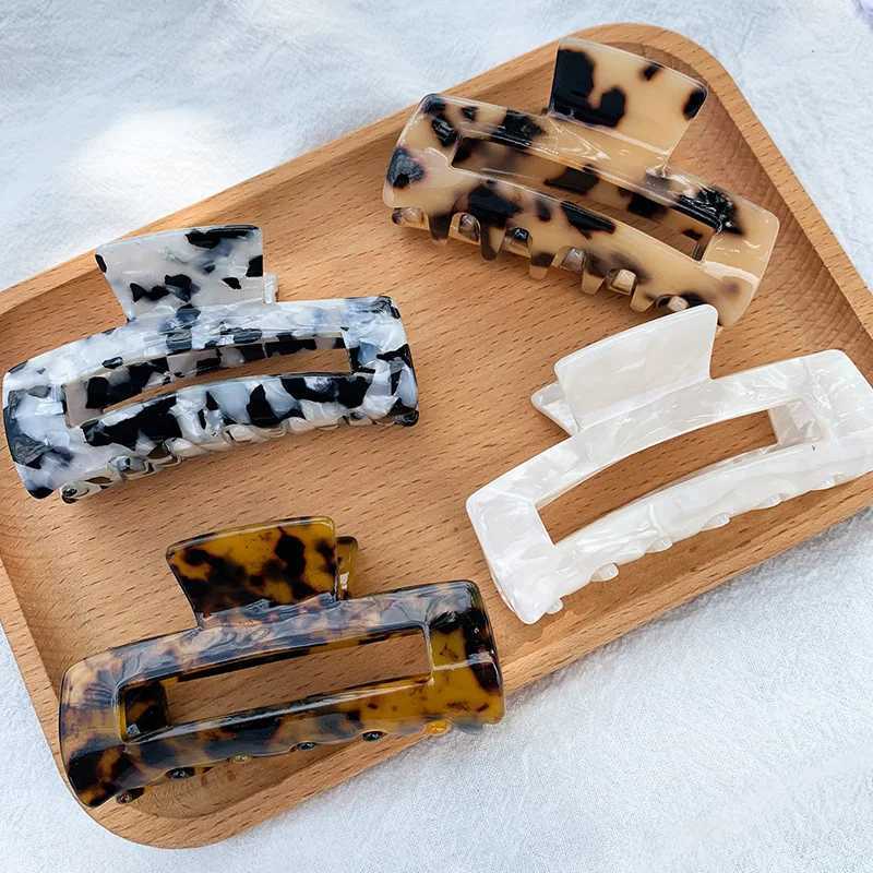 Retro Crab Hairpin Womens 8cm Large Hair Claw Marble Square Hollow Acetate Hairpin Womens Hairpin Y2504012