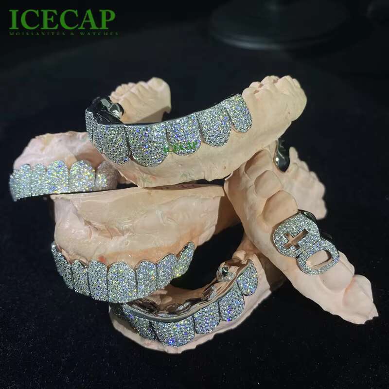Fine Jewelry Moissanite Grillz Ice Out Honeycomb Teeth Grillz Deep Cut Silver Diamond Girls Custom Grillz