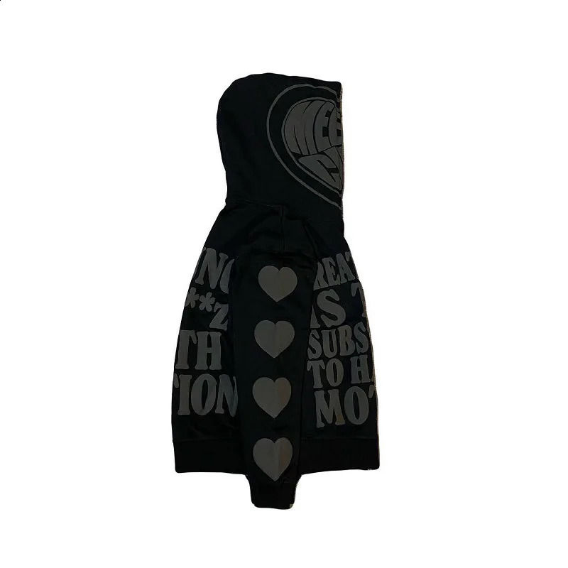 Gothic letter printing hoodie Y2K zipper hoodie mens high street Harajuku retro hip-hop casual sportswear Korean fashion hoodie 250411