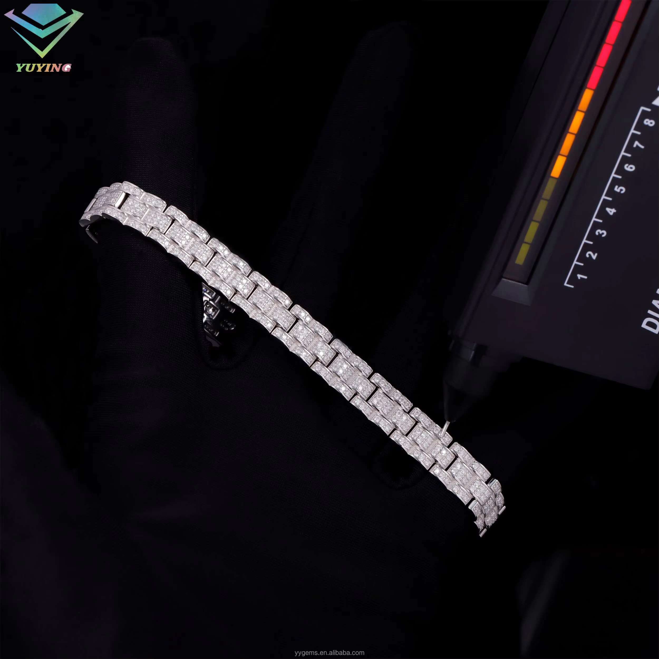 Fashion Jewelry Bracelet 8mm 10mm 12mm Iced Out Moissanite Diamond Chain S925 Sterling Silver Cuban Link Chain Men Bracelet