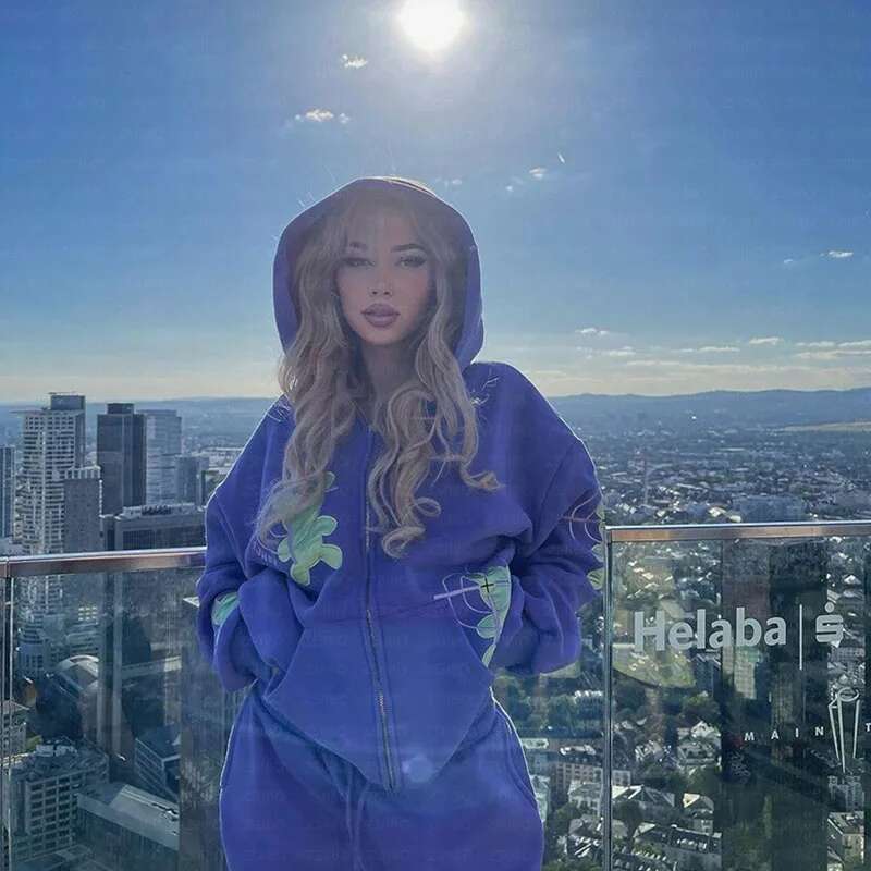 Autumn/Winter Y2k Fashion Anime Embroidery Collar Knitted Sweatshirt Long Sleeve Cardigan Hoodie Women's Loose Jacket