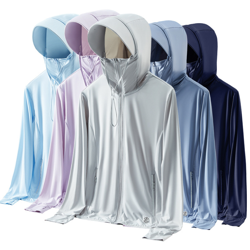 Upf50 Uv Resistant Skin Clothing Summer Outdoor Sun Protection Clothing Ice Silk Elastic Windbreaker Jacket Mens and Womens Sun Protection Shirts