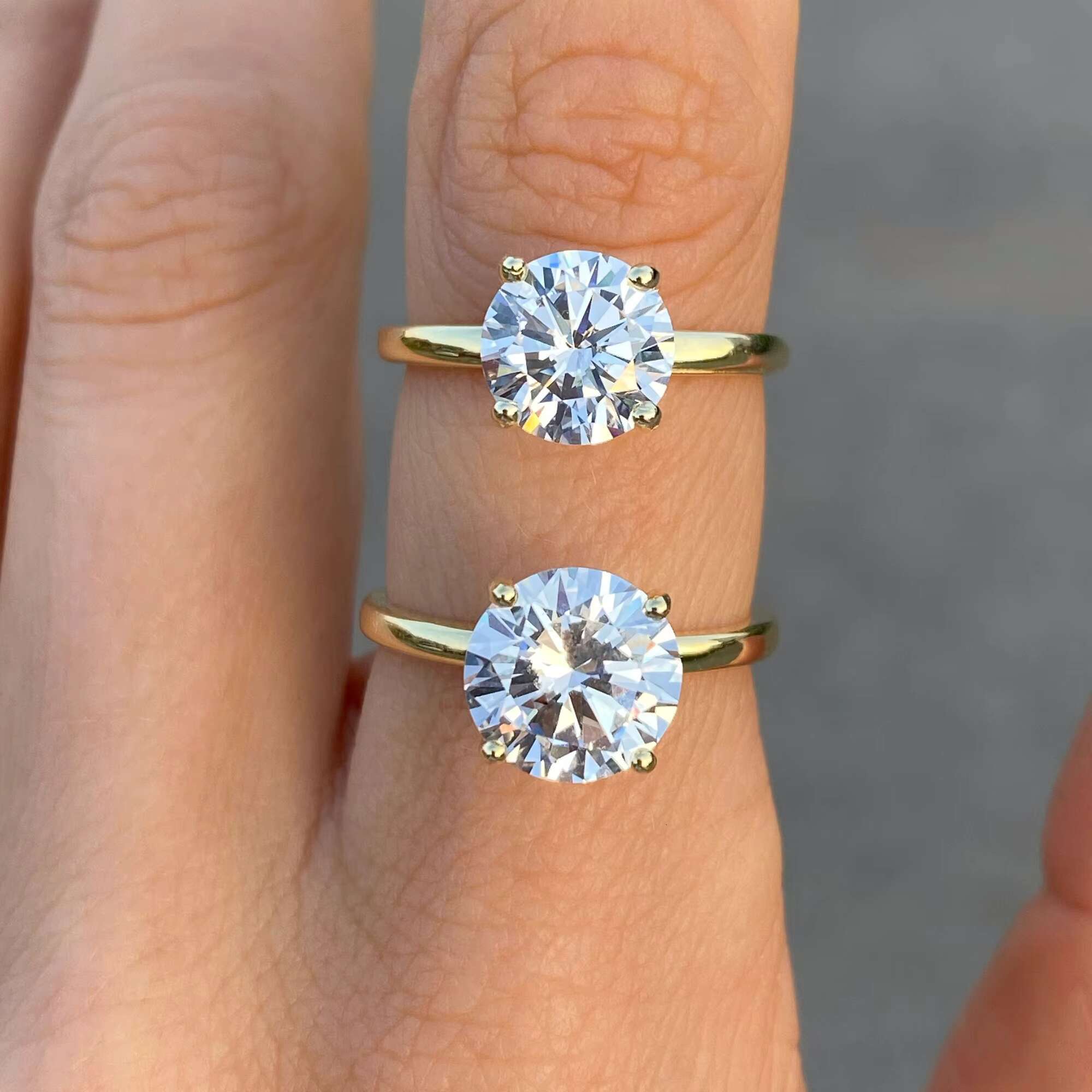 925 Sterling Silver Round Brilliant Cut Solitaire Diamond Ring Women Custom 3ct 5ct Moissanite Wedding Ring