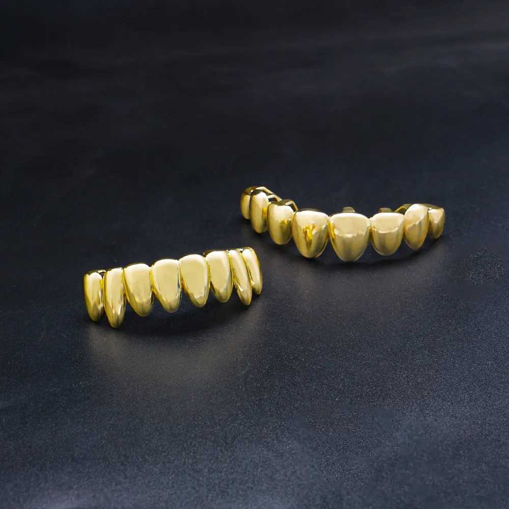 Golden Grillz set hip-hop 8/8 top and bottom Grills teeth mouth punk teeth hat cosplay party teeth rapper Halloween TG082 W250412