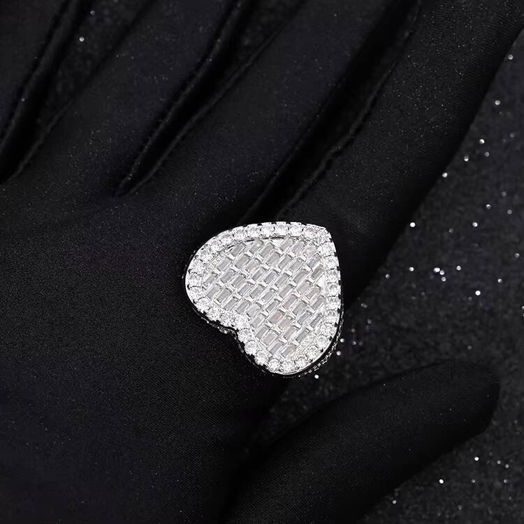 Yu Ying 925 Silver Baguette Moissanite Diamond Ring 18K Gold Plated Cuban Style Hip Hop Life Jewelry